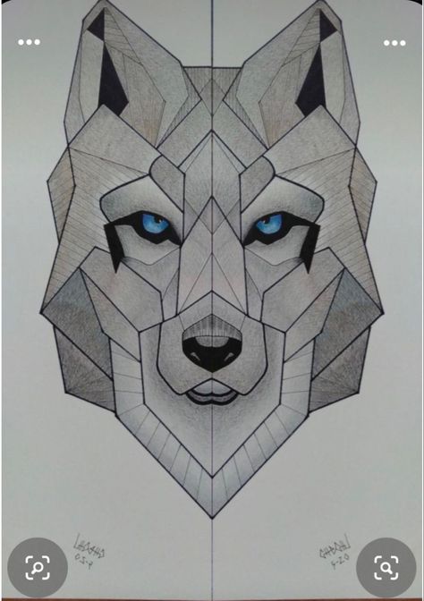 Geometric Wolf Drawing, Cubism Art Ideas Inspiration, Cubism Art Ideas Easy, Basic Art Techniques, Geometric Shapes Drawing, Geometric Art Animal, Line Tattoo Ideas, Geometric Wolf, Easy Animal Drawings