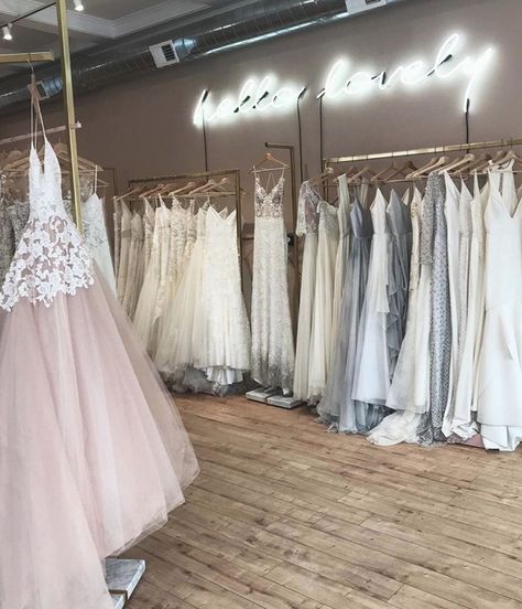 Shopping For Dresses, Shop Wedding Dress, Chicago Wedding Dress Shopping, Chicago Wedding Dress, Wedding Dress Shop Interior, Chicago Bridal Shops, Wedding Dress Shopping Aesthetic, Bridal Shop Aesthetic, Dress Shop Design