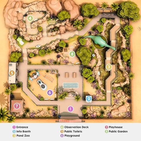 honeymaysims | Base Game Desert Park 💛 Hi friends 👋 I'm very excited to finally show you all my part of the #BacktoBasicsCollab and savefile hosted by… | Instagram Sims 4 Desert Bloom Park, Zoo Sims 4, Oasis Springs Park Sims 4, Sims 4 Builds Oasis Springs, Sims 4 Park Ideas Layout, Park Sims 4 Ideas, Sims 4 National Park, Sims Oasis Springs, Sims 4 Oasis Springs Park