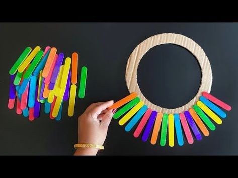 2 Beautiful Wall Hanging Craft Using Ice Cream Sticks / Paper Craft For Home Decoration / DIY ideas - YouTu… in 2022 | Wall hanging crafts, Craft stick crafts, Paper crafts Diy Wall Hanging Crafts, Craft Paper Design, Diy Popsicle Stick Crafts, Handmade Wall Hangings, Stick Wall Art, Flowers Easy, Paper Wall Hanging, Ice Cream Stick, Paper Flower Crafts