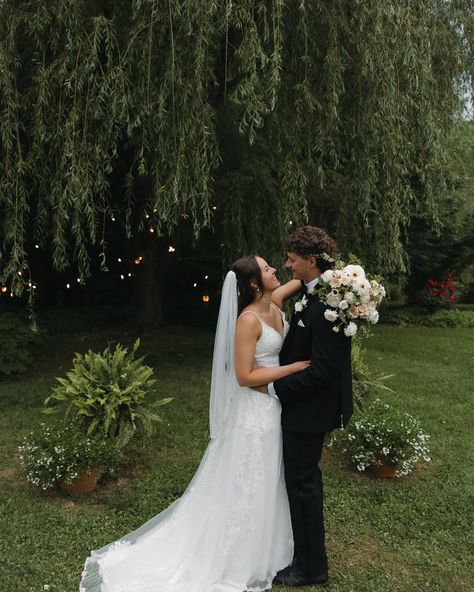 my favorite part about the holton’s wedding day was that their ceremony was under a willow tree!!!!! had to make another post for appreciation of the most beautiful intimate wedding 🫶🏼 • • • venue: @honeysucklehills • Wedding Under Weeping Willow Tree, Willow Tree Wedding Ceremony, Wedding Willow Tree, Wedding Ceremony Under Tree, Under A Willow Tree, Montana Glacier National Park, Tree Wedding Ceremony, Willow Tree Wedding, Elegant Backyard Wedding