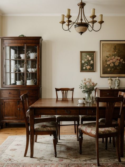 Antique Dining Room, Stylish Dining Room, Interior Vintage, Dining Room Ideas, Vintage Dining Room, Casa Vintage, Traditional Dining Room, 아파트 인테리어, Dining Room Inspiration