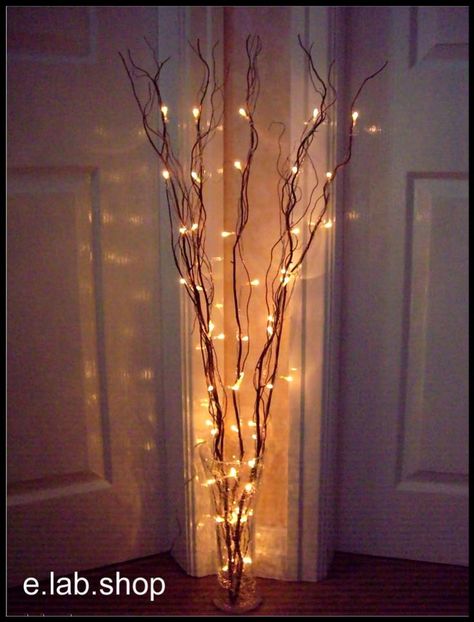 Image result for cool things to do with branches Wedding Table Lighting, Church Ceiling, Church Entrance, Twig Lights, Entrance Lighting, Candle Wedding Centerpieces, Church Wedding Decorations, Lighted Branches, Tall Vase