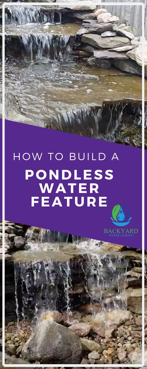 Your life is busy and finding the time, energy and money that goes into digging and maintaining a pond is almost unimaginable. That’s where the idea of a pondless waterfall comes in. Creating your own at home getaway can work wonders on your stress levels, not to mention the pride you will feel by doing this yourself.  Just follow the steps and you will get the professional results you deserve. #backyardwaterfalldiy #backyardwaterfall # Pondless Waterfalls Backyard Diy, Waterfall Ponds Backyard Diy, Backyard Water Falls Ideas, Outdoor Water Features Diy Waterfalls, Diy Pondless Water Feature Simple, Pondless Waterfall Ideas Diy, Backyard Water Features Diy, Waterfall Into A Pond, Backyard Water Falls