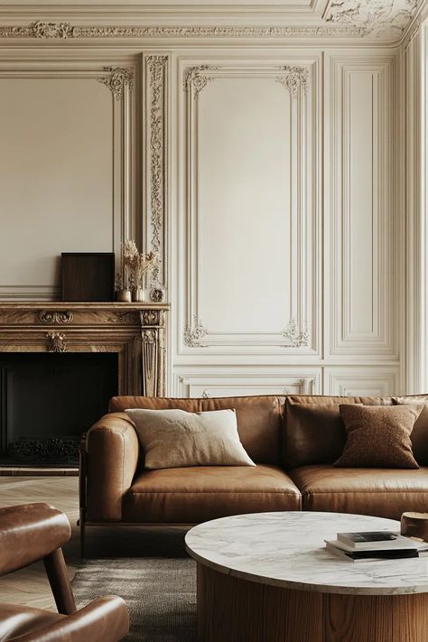 Romance in the Details: 40 French Country Living Room Designs You’ll Love | VIVA French Farmhouse Interior Design, Modern English Country Living Room, French European Decor, French Country Modern Living Room, French Chateau Living Room, French Inspired Living Room, English Country Living Room, Distressed Fireplace, Country Living Room Design