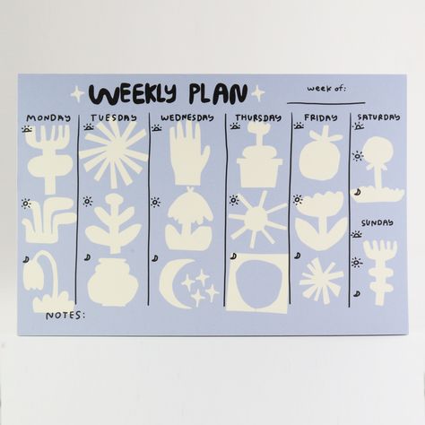 Use this to help you plan out some productive and fun tasks for the week ahead. 100% made in the USA. 6"x 9" notepad with 60 sheets. Gift Shop Design, Branding Planner, Analogue Design, Planner Design Ideas, Shopping List Notepad, Weekly Planner Notepad, Stationery Brand, Week Planner, Sticky Paper