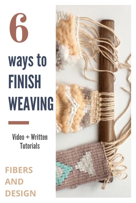 How To Take Weaving Off Loom, Taking Weaving Off Loom, How To Finish A Weaving Project, Weaving Finishing Techniques, Mini Weaving Projects, Weaving Knots, Weaving Videos, Loom Art, Weaving Instructions