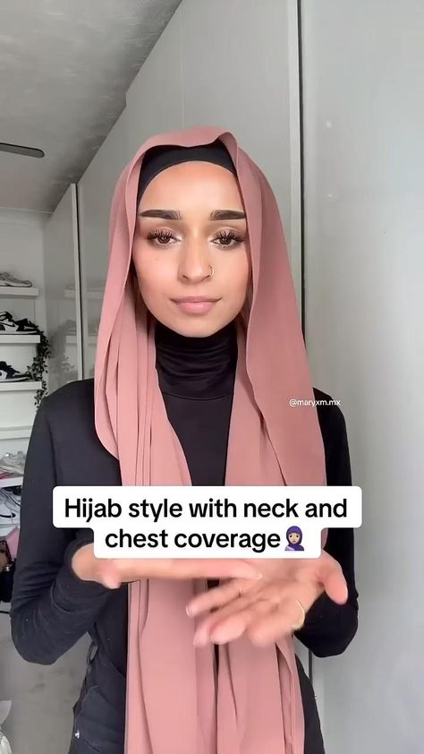 Neck and chest coverage hijab style 🧕🏼  #hijabtutorial #hijabstyle #hijabinspiration #muslimgirl Chest Coverage Hijab, Coverage Hijab Style, How To Wear Hijab, Muslimah Fashion Casual, Muslim Women Clothing, Simple Hijab Tutorial, Muslimah Style, Estilo Hijab, Stile Hijab