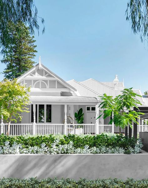 A heritage-meets-modern home in Perth White Villa, Australian House, Joinery Design, Heritage House, Exterior Makeover, Victorian Terrace, Australian Homes, Waterfront Homes, House Garden