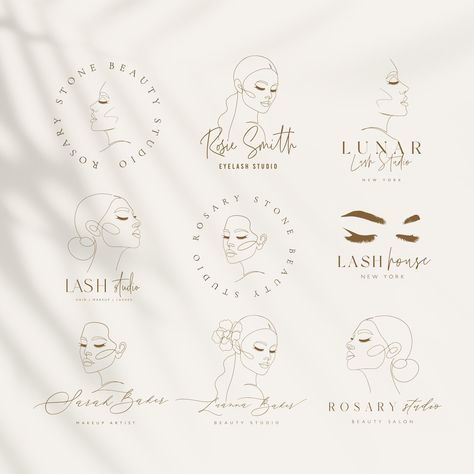 9 Beauty Logo Designs, Editable Beauty Studio Eyebrow Logo Design, Eyebrows Logo, Eyelash Extension Logo, Beauty Studio Logo, Lash Tech Logo, Makeup Artist Logo Design, Logo Eyelash, Makeup Logo Design, Skincare Logo