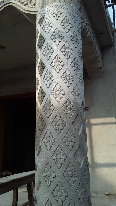 Decorative Pillars Columns, Wood Pillars, Family Tree Wall Decor, Arch Designs For Hall, House Front Wall Design, Decorative Pillars, Front Wall Design, Ganpati Decoration At Home, House Main Door Design