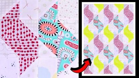 Squiggles Quilt Pattern, Squiggle Quilt, Wonky Quilt Blocks, Diy Joy, Diy Blocks, Cute Quilts, Quilt Block Tutorial, Half Square Triangles, Printed Backgrounds