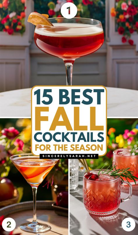 🍂🥂 Celebrate the beauty of fall with the best fall cocktail recipes! These autumn-inspired drinks are perfect for everything from a quiet evening at home to a festive gathering with loved ones. With our best fall cocktail recipes, you'll find a variety of flavors that capture the essence of the season. Sip on these delightful creations and let the warm, comforting taste of fall fill your glass and your heart! Fall Spritz Cocktail, Keto Cocktails For Fall, Make Ahead Fall Cocktails, Sweet Potato Cocktail, Hot Fall Cocktails, Coctails Recipes Fall, Signature Fall Cocktail, Low Cal Fall Cocktails, Pitcher Cocktails Fall