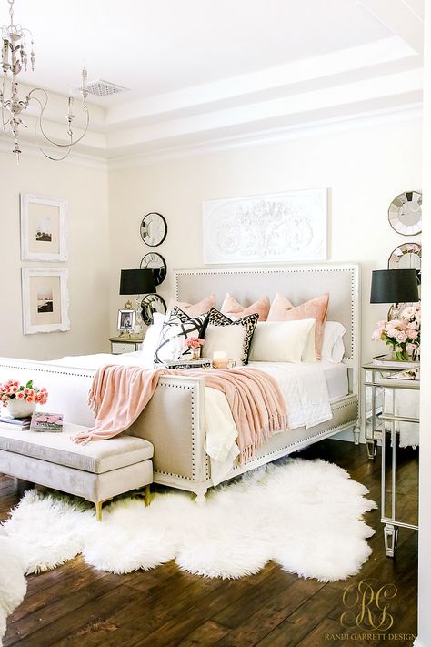 Welcoming Fall Home Tour 2017 - Glam Fall Bedroom - Randi Garrett Design Womens Bedroom, Exotic Bedrooms, Bedroom Ideas For Women, Girly Bedroom Decor, Elegant Bedroom Design, Glam Bedroom, Bedrooms Ideas, Woman Bedroom, Shabby Chic Bedrooms