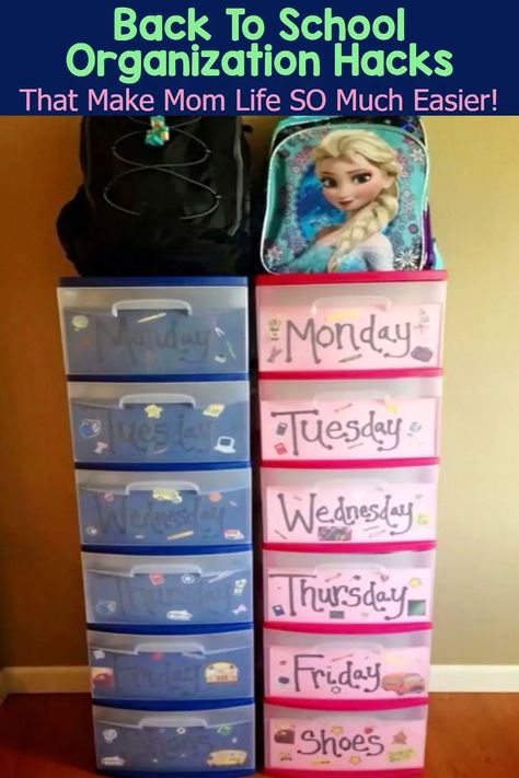 School Clothes Organization, Morning Routine Kids, Getting Organized At Home, Diy Organizer, Back To School Organization, Diy Back To School, School Week, Organisation Hacks, Organizing Hacks