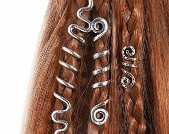 Hair spiral | Etsy IL Hair Jewelry For Braids, Braided Beard, Celtic Hair, Snake Hair, Braid Clips, Beaded Hair Pins, Hair Charms, Hair Cuffs, Hair Coils