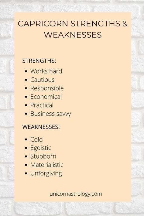 #Capricorn #Capricorn Strengths and Weaknesses #astrology #zodiac signs #Capricorn personality #Capricorn man #Capricorn woman #astrology for beginners #Capricorn in astrology Zodiac Signs Capricorn Personality, Capricorn Personality Men, Capricorn Facts Relationships, Zodiac Signs Strengths And Weakness, Capricorn Facts Women, Capricorn Men Traits, Capricorn Personality Woman, Capricorn Women Facts, Capricorn Man Facts