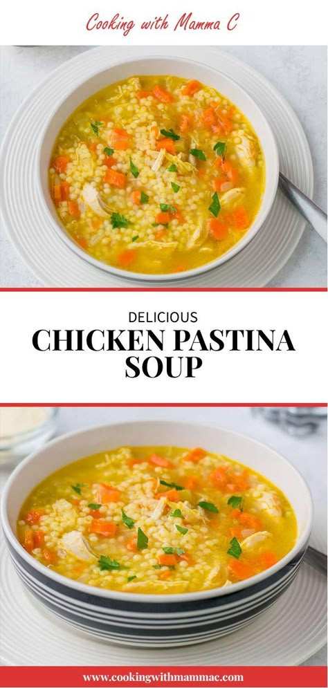 Chicken Pastina Soup Recipe, Chicken Pastina Soup, Chicken Pastina, Chicken Pasta Soup, Pastina Recipes, Pastina Soup, Pasta Soup Recipes, Italian Chicken Soup, Italian Soup Recipes