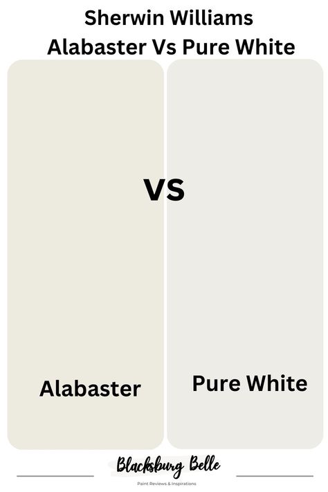 The Alabaster and Pure White are probably very confusing to figure out what precisely the difference, similarities, or characteristics are when you look at them. We understand you are also trying to choose which of these paints will work best for what you intend to use them for. Sherwin Williams Creamy Vs Alabaster, Trim Color For Alabaster Walls, Alabaster Vs Pure White, Alabaster And Pure White, Pure White Sherwin Williams, Sherwin Williams Creamy, Remodeling House, Sherman Williams, Repose Gray Sherwin Williams