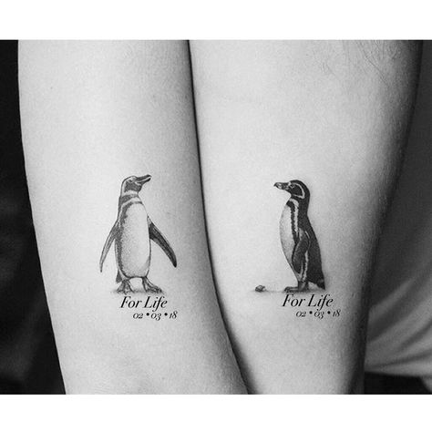 Couple Tattoo Ideas, Penguin Couple, Best Couple Tattoos, Penguin Tattoo, Cute Couple Tattoos, Small Couple Tattoos, Couple Tattoos Unique, Couples Tattoo Designs, Couple Tattoo