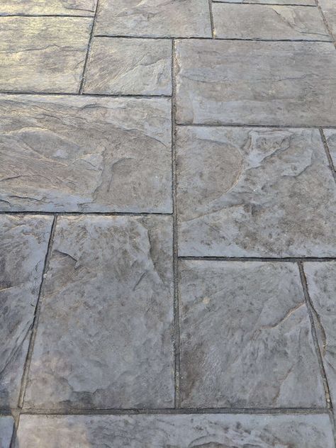 Stamped Concrete Stepping Stones, Stamped Concrete Covered Porch, Stamped Concrete Steps And Walkway, Stamped Concrete Paver Look, Stamped Concrete Stone Look, Stamped And Stained Concrete, Stamped Sidewalk Ideas, Stamped Concrete Patio Ideas With Steps, Imprinted Concrete Patio Ideas