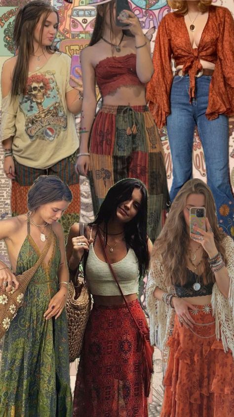 Grunge Bohemian Outfits, Dirty Heads Concert Outfit, Cottagecore Concert Outfit, Jam Band Concert Outfit, Basic Boho Outfits, Hippie Core Outfits, Hippy Aesthetic Outfit, Urban Boho Outfits, Boho Earthy Style