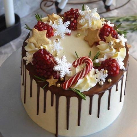 Winter Torte, Christmas Wedding Cakes, Christmas Cakes Easy, Cake Christmas, Christmas Cake Designs, Christmas Cake Decorations, Xmas Cake, Christmas Cooking, Holiday Cakes