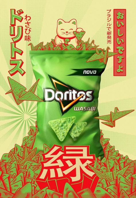 Doritos Wasabi | AlmapBBDO | Pepsico | D&AD Awards 2021 Pencil Winner | Integrated | D&AD Elma Chips, Posters Conception Graphique, Mises En Page Design Graphique, Ad Layout, Creative Advertising Design, 광고 디자인, Food Graphic Design, Food Poster Design, Poster Design Inspiration