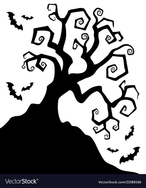 Nightmare Before Christmas Tree, Pumpkin Stack, Christmas Tree Silhouette, Halloween Symbols, Image Halloween, Halloween Kunst, Silhouette Drawing, Spooky Trees, Halloween Tree