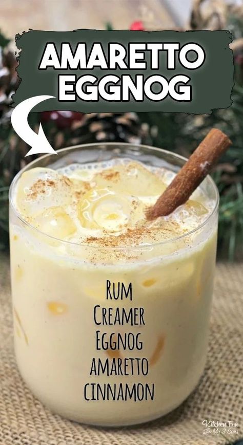 Amaretto Eggnog, Amaretto Drinks Recipes, Amaretto Drinks, Eggnog Cocktail, Eggnog Drinks, Christmas Drinks Alcohol, Christmas Punch Recipes, Recipes Drinks, Yummy Alcoholic Drinks