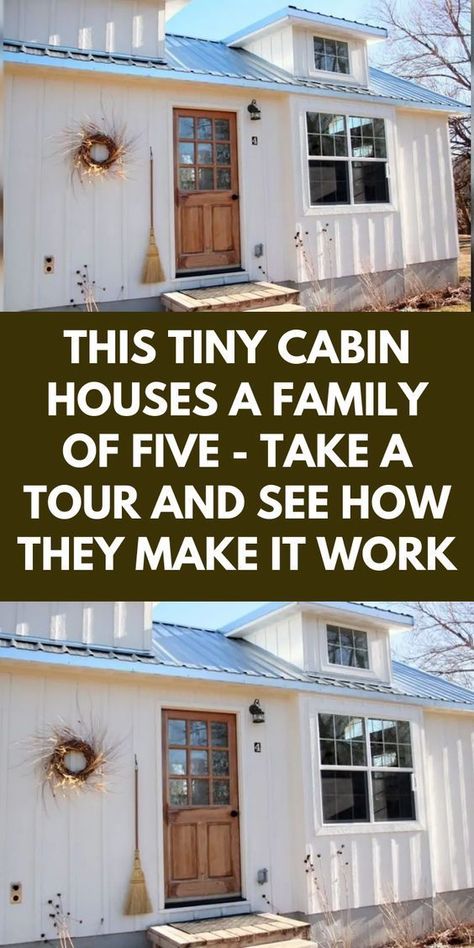 Cabin Houses, Old Window Panes, Tiny House Family, Rustic Tiny House, Tiny Cottage, Family Of Five, Family Of 5, Tiny Cabin, Tiny Spaces