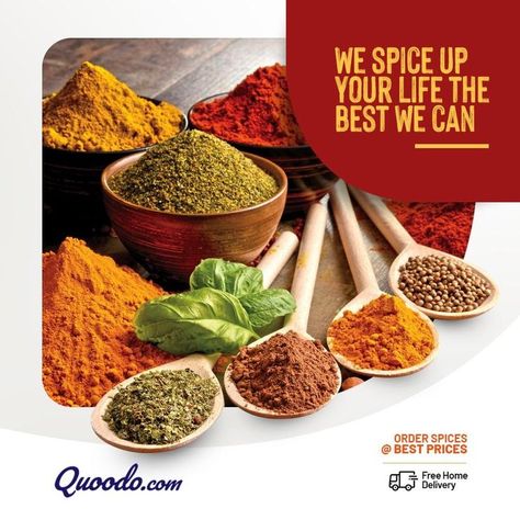 Enjoy the rich and authentic flavor of spices, to enhance your delicacies. Shop for your favorite spice blends or whole spices from Quoodo. #spices #wholespices #groceryessentials #quoodo Coffee Display, Masala Powder Recipe, Grocery Essentials, Rice Packaging, Whole Spices, Spices Packaging, Masala Spice, Spice Set, Spice Up Your Life