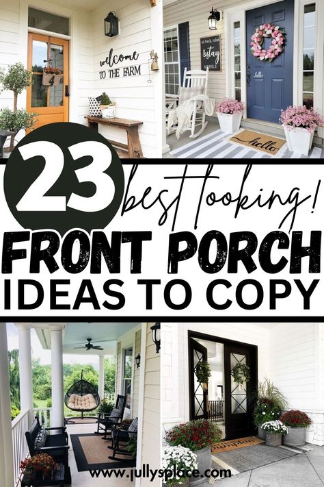 Front Porch Ideas Modern Front Porch Decor, Front Porch Seating, Modern Front Porches, Front Porch Bench, Small Porch Decorating, Rustic Front Porch, Front Porch Furniture, Front Porch Decorating Ideas, Stylish Entryway