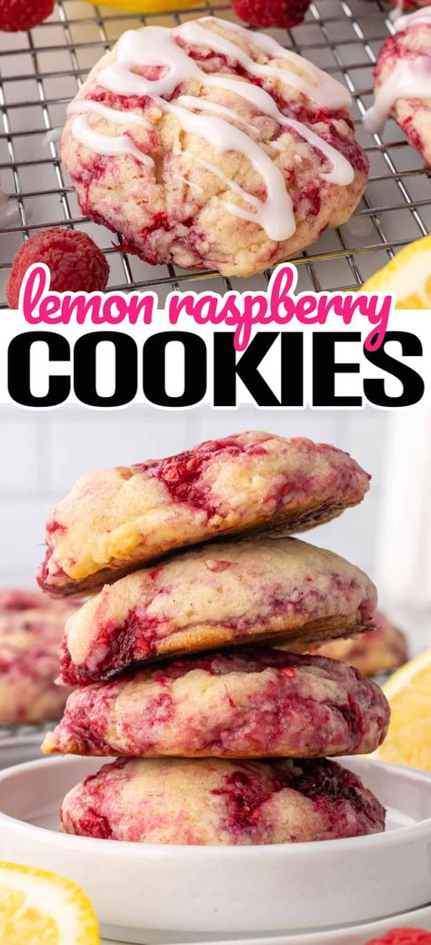 Lemon Raspberry Desserts, Raspberry Lemon Cookies, Lemon Cake Cookies, Easy Lemon Cake Recipe, Lemon Cake Mix Recipe, Fruity Cookies, Tart Flavors, Lemon Cake Easy, Cookie Cups Recipe