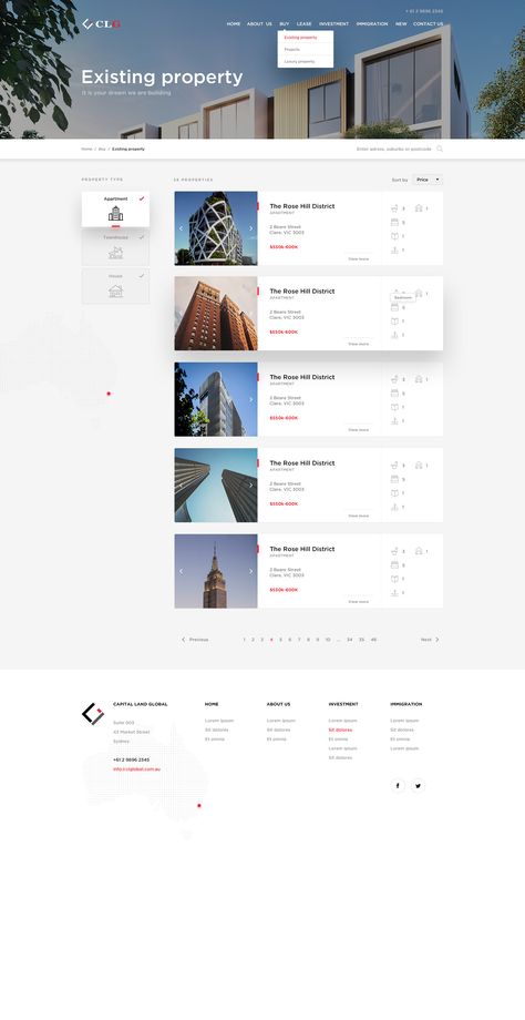 Ui Design Mobile, Web Design Mobile, Ui Design Website, List Design, Property Design, Web Ui Design, Website Design Layout, Branding Website Design, Web Inspiration