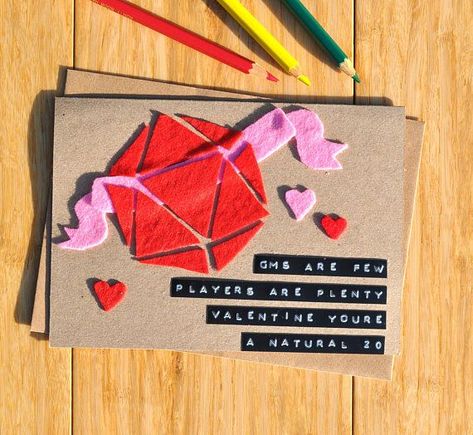 Dungeons And Dragons Birthday, Geeky Christmas Decorations, Romantic Diy Gifts, Nerd Quotes, Dnd Room, Nerdy Valentines, Valentines Puns, Dnd Crafts, Recycled Books