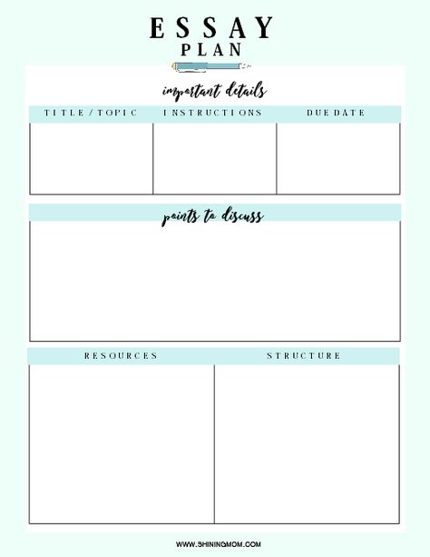 Essay Plan Template, School Organization College, Binder Wallpaper, Homework Tips, College Printables, Journal Banner, Essay Planner, Essay Plan, Student Binders