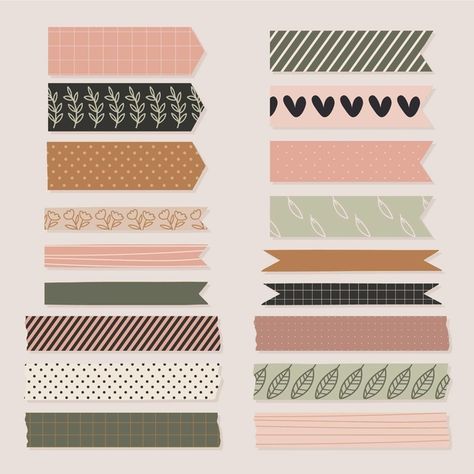 Hand drawn washi tape collection | Free Vector #Freepik #freevector #paper #sticker #cute #note Ide Jurnal, Washi Tape Collection, Ed Wallpaper, Penanda Buku, Colorful Stationery, طابع بريدي, Washi Tape Planner, Scrapbook Stickers Printable, Planner Scrapbook