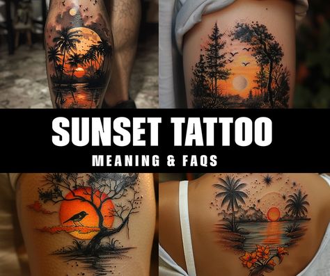 What is the symbolic meaning behind a sunset tattoo? Sunset Sleeve Tattoos For Women, Sunrise Tattoos For Women, Sun Set Tattoo, Sunset Tattoos For Women, Sunrise And Sunset Tattoo, Sunset Tattoo Design, Sand Dollar Tattoo, Tattoo Sunset, Dollar Tattoo