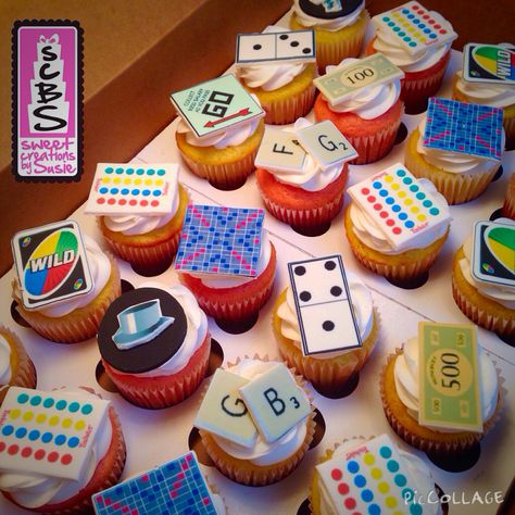 Game Night Cupcakes, Game Night Treats, Game Night Cake Ideas, Board Game Cupcakes, Board Game Cake Ideas, Game Night Dessert Ideas, Board Game Birthday Cake, Game Night Cake, Board Game Birthday Party