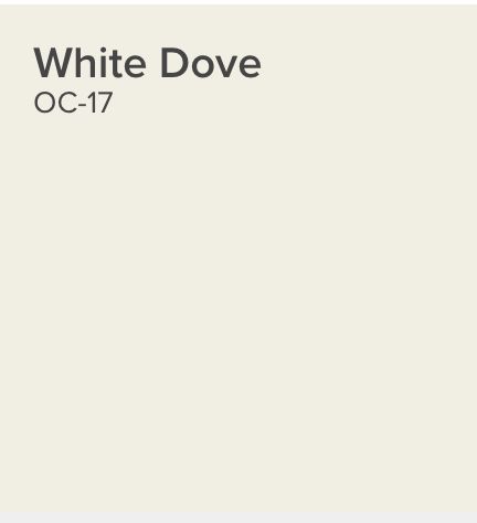 Benjamin Moore - White Dove - LRV 85 - All doors, trim & ceilings Dove Benjamin Moore, White Do E Benjamin Moore, Benjamin Moore Creamy White Walls, Dove White Benjamin Moore, Benjamin Moore Atrium White, Benjamin Moore Dove White, White Dove Benjamin Moore Walls, White Dove Trim, White Dove Benjamin Moore