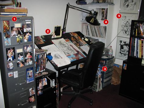 Art Setup, Artist Workspace, Art Studio Space, Art Studio Room, Top Cow, Desk Inspo, Artistic Space, Studio Organization, Art Corner