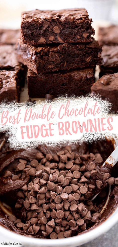 Best Homemade Brownies, Gooey Chocolate Brownies, Desserts With Chocolate Chips, Rich Recipes, Fudge Brownie Recipe, Fudgy Brownie Recipe, Double Chocolate Brownies, Brownies Recipe Homemade, Chocolate Chip Brownies