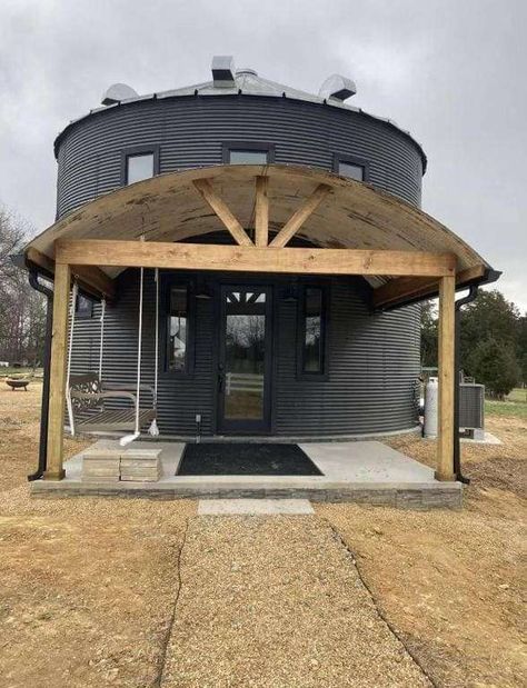 Grain Bin Homes, Silo Home, Beautiful Mountain View, Bin House, Grain Bin House, Outdoor Grill Area, Silo House, Grain Silo, Grill Area