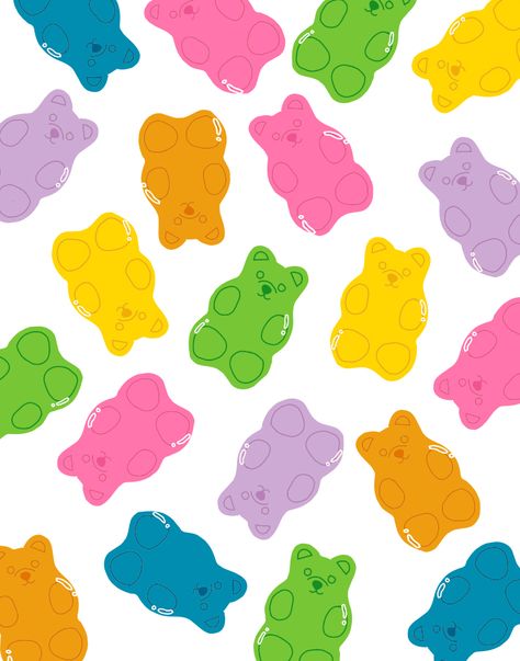 Gummy Bears Aesthetic, Bear Gummy Wallpaper, Pink Gummy Bears Wallpaper, Gummy Bear Drawing, Gummy Bear Widgets, Gummy Bears Illustration, Gummy Bear Illustration, Gummy Bear Sticker Printable, Procreate Ipad Tutorials