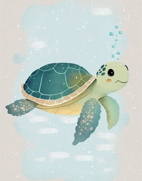 This adorable sea turtle printable is a charming addition to any child's room or nursery decor. The cartoon-style digital art is designed to be bright, colorful, and playful, making it the perfect choice for creating a fun and cheerful atmosphere in a child's living space. The watercolor wall art design adds a touch of whimsy to the sea turtle's cute features, making it an eye-catching piece of decor that will delight children and adults alike. The printable is available for instant download, making it a convenient and affordable option for busy parents or anyone looking to add a touch of cuteness to their home. The sea turtle printable is perfect for kids who love ocean animals or for those who simply appreciate the beauty of nature. It's also a great choice for parents who want to encour Sea Turtle Cartoon Drawing, Baby Turtle Art, Turtle Illustration Cute, Cute Turtle Art, Cartoon Ocean Animals, Sea Animal Cartoon, Nursery Art Ideas, Sea Turtle Cartoon, Cartoon Sea Turtle