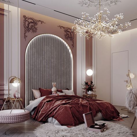 G I R L on Behance 3d Max Interior Design, Hotel Bedroom Design, Vray Render, Luxe Bedroom, Beauty Room Decor, Kids Interior Room, Classic Bedroom, Bedroom Bed Design, Bedroom Furniture Design