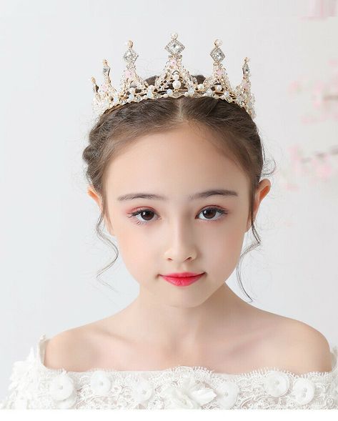 Children Kids Flower Girl Crown Princess Birthday Crystal Tiara Hair Headband Girls Tiara, Tiara Hair, Girls Crown, Flower Girl Crown, Hair Headband, Crystal Tiara, Princess Kids, Tiara Hairstyles, Royal Princess