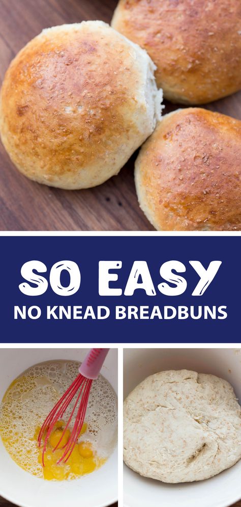 Simple Bun Recipe Easy Bread, Bread Buns Recipe, Homemade Bread Buns, Sandwich Buns Recipe, Easy No Knead Bread, Buns Recipe Easy, Quick Buns, Fast Bread, Savory Baking