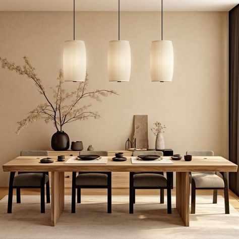 Dining Room Scandinavian Style, Living Cum Dining Room, Japandi Dining Room Design, Japandi Style Kitchen, Japandi Dining Room, Warm Dining Room, Modern Dining Room Ideas, Japandi Interior Design, Scandinavian Dining Room